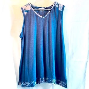 Blue Heather Tropical Print V-Neck Tank